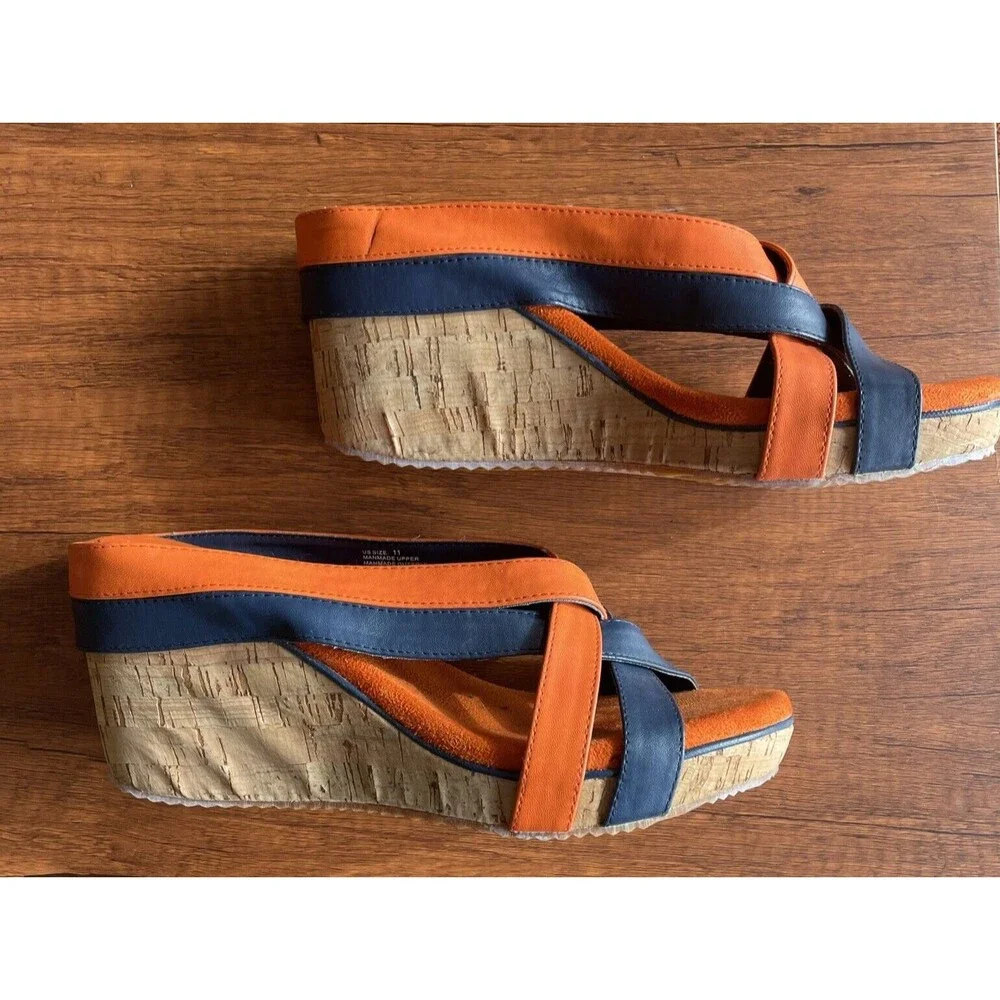 Volatile Blue And Orange Wedge‎ Sandal New Size 11 Chicago Bears Illini Fan